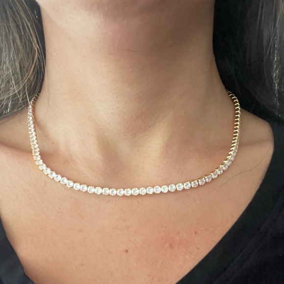 4mm gold plated tennis necklace 18” - Picture 1 of 3